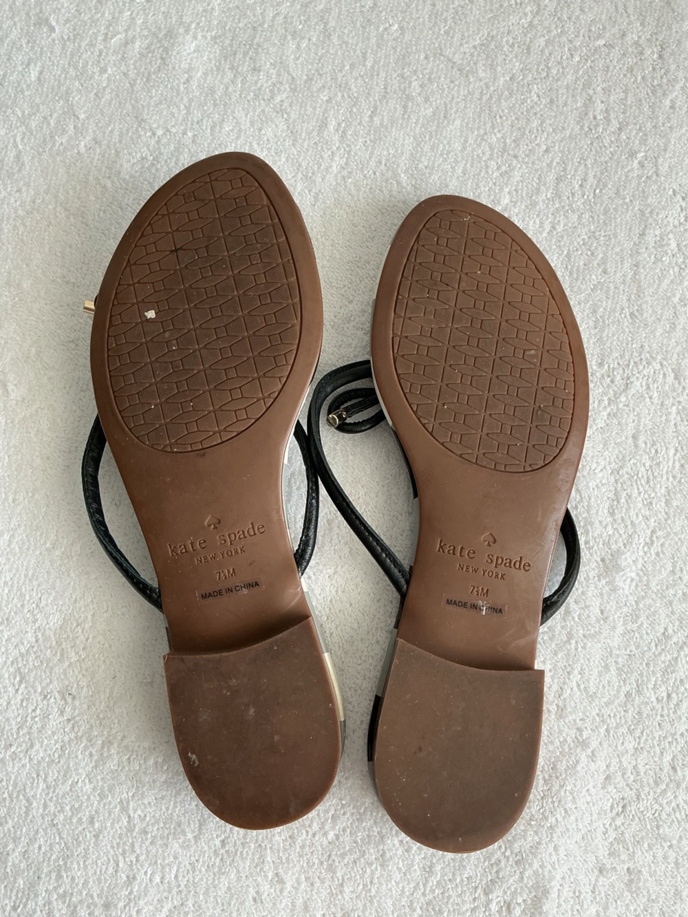 kate spade Black & White Gingham Bow Thong Sandals - Picture 6 of 8